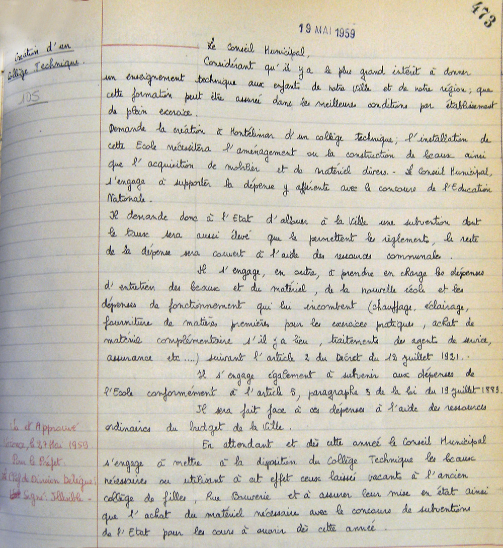 source: AM de Montélimar (cote PER 42), cahier de délibération du 19 mai 1959